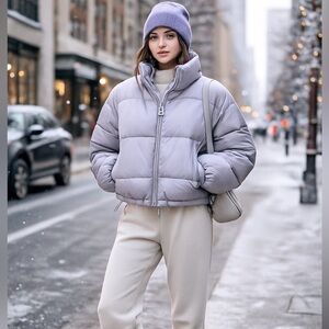 Hollister Puffer Collection Jacket – Lavender Gray – Women’s Large